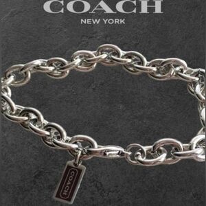 Coach Black Silver Tone Chain Bracelet